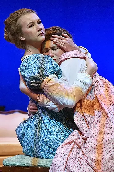 SENSITIVE SISTERS: Elinor (Shae Palic, left) is the sensible Dashwood sister compared to Marianne (Sierra Wells, right), the more emotional of the pair, in PCPA’s adapted production of Jane Austen's 'Sense and Sensibility.' - PHOTO COURTESY OF LUIS ESCOBAR/REFLECTIONS PHOTOGRAPHY