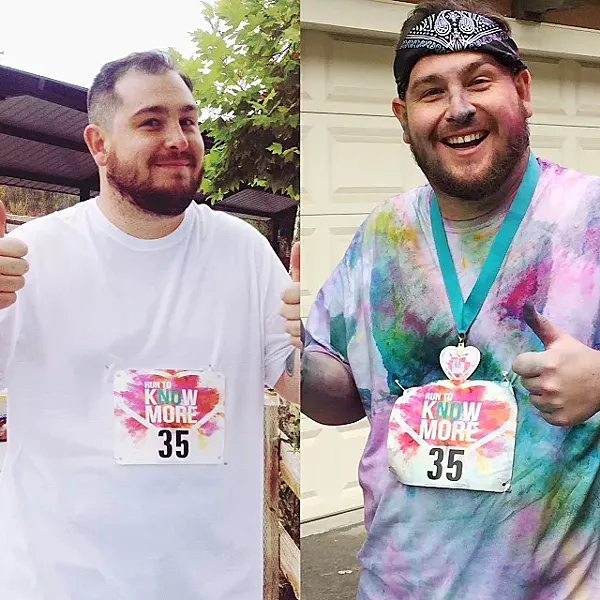 BEFORE AND AFTER: The Run to Know More in Orcutt Park was a brightly-colored blast. - PHOTOS BY REBECCA ROSE