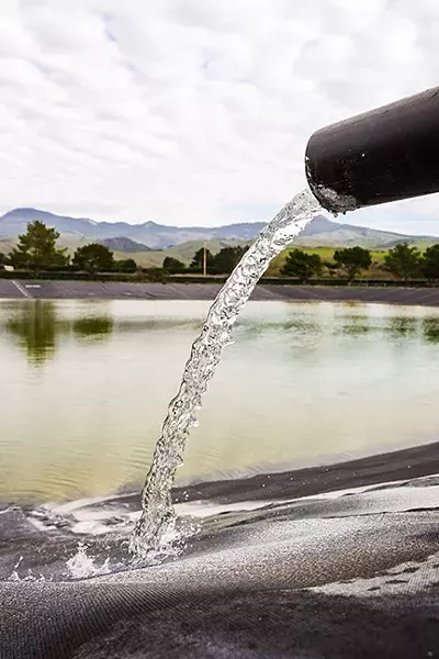 PURIFIED: After water has gone through the advanced treatment process of the Sustainable Water Facility, it falls into wells in the San Simeon and Santa Rosa Creek aquifers. - PHOTO BY JAYSON MELLOM