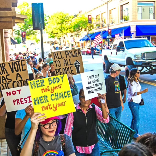 THE TRUMP EFFECT: The election of Donald Trump triggered protests in SLO and across the country. - PHOTO BY JAYSON MELLOM