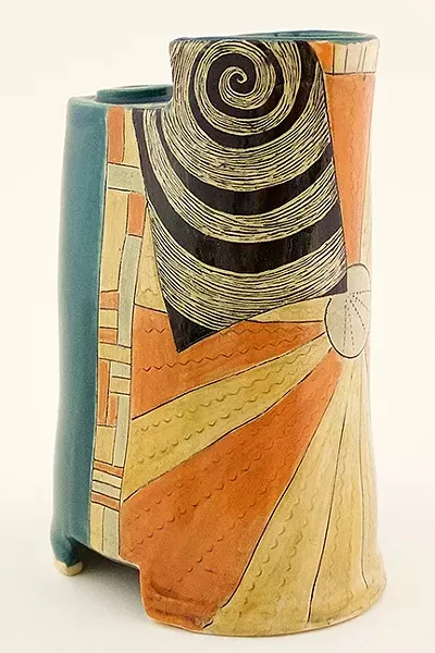COASTAL LOVE: Cambria resident and ceramicist Patricia Griffin uses a technique called sgraffito, which is Italian for “to scratch,” on pieces like 'Near the Lighthouse,' which helps her achieve a hand-drawn look in her work. - PHOTO COURTESY OF PATRICIA GRIFFIN