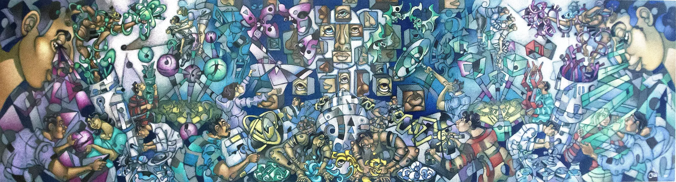 ART IN REAL LIFE Artist David Ocelotl Garcia's murals like Integrated Visionaries can be found in Mexico and the U.S. in public spaces such as museums and parks. - PHOTO BY JAYSON MELLOM