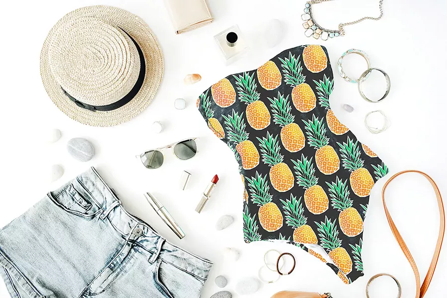 PINEAPPLE UNDER THE SEA Hight's favorite of her own designs is the Geometric Pineapple, which is the first fabric pattern she ever listed on Etsy, and is still her top seller. - PHOTO COURTESY OF HEATHER HIGHT