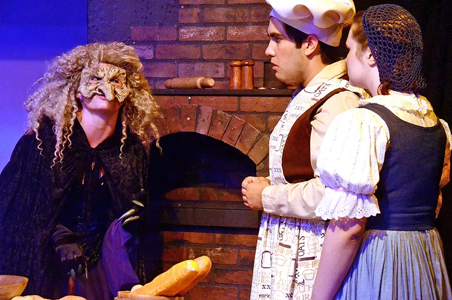 CURSED A witch (Penny DellaPelle, left) sends a baker (Jed Authier) and his wife (Alyssa Mickey) on a seemingly impossible quest so they might be able to have a child. - PHOTO COURTESY OF JAMIE FOSTER PHOTOGRAPHY