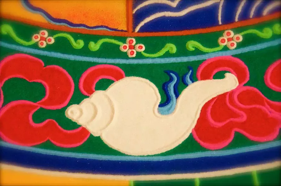 FOR A LIMITED TIME The finished mandala that the Tibetan monks of the Drepung Gomang monastery will create in SLO will be on display in its entirety for a limited time before it’s swept up during the closing ceremony. - PHOTO COURTESY OF DREPUNG GOMANG SACRED ARTS TOUR