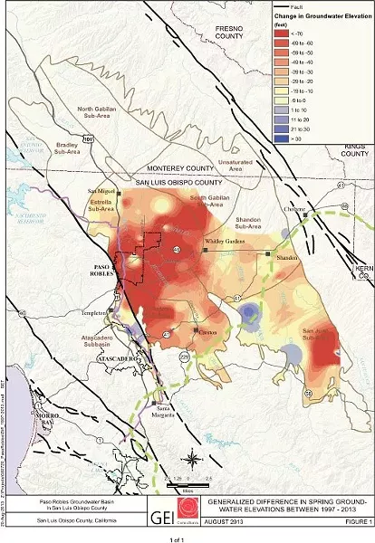 WATER SOLUTIONS On Aug. 22, the SLO County Board of Supervisors will vote on an agreement between five local agencies to collectively manage the Paso Robles Groundwater Basin under the state Sustainable Groundwater Management Act. - MAP COURTESY OF SLO COUNTY