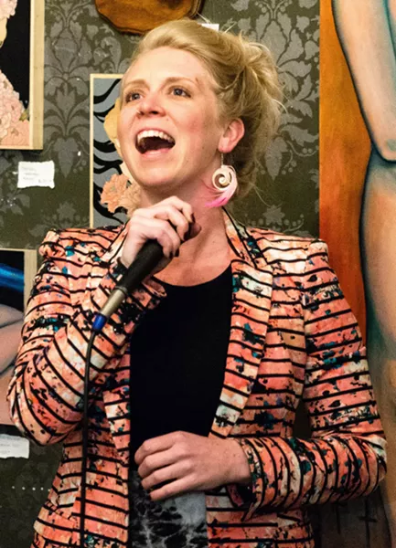 FUNNY GIRL Sabrina Pratt, founder of Central Coast Comedy Theater, hosts the group's weekly improv show every Saturday at Kreuzberg Coffee Co in SLO. - PHOTO COURTESY OF CENTRAL COAST COMEDY THEATER
