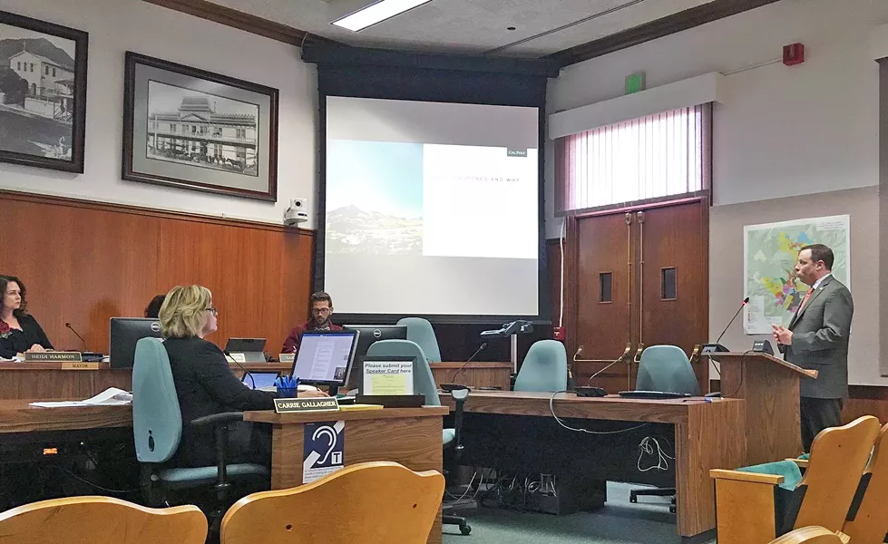 TOWN AND GOWN Cal Poly Vice President for Student Affairs Keith Humphrey talks to the SLO City Council about the higher-than-expected student enrollment this fall. - PHOTO BY PETER JOHNSON