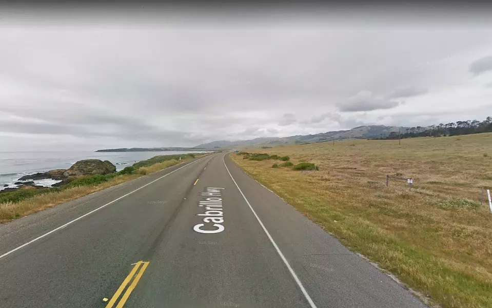 DEADLY PASS After a woman was killed and man suffered brain damage in a 2011 head-on collision on Highway 1 near Hearst Castle, a SLO County jury declared the stretch unsafe for car passing. - IMAGE COURTESY OF GOOGLE MAPS