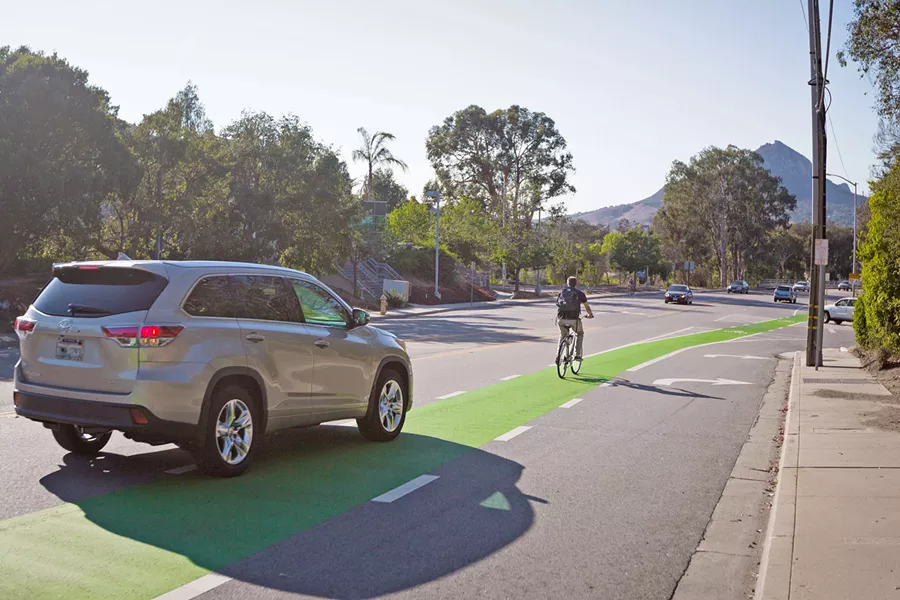 BIKE DEBATE Plans for a bike boulevard that could remove 73 parking spaces in the North Broad neighborhood is sparking a debate in San Luis Obispo. - FILE PHOTO