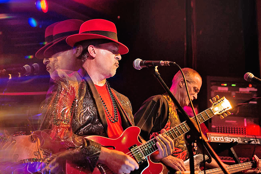 MARDI GRAS PART 2 Burning James and the Funky Flames (pictured) play the sixth annual Mardi Gras party at the SLO Masonic Temple on Feb. 10, which also features The Rag Bones Saints Brass Band and the Brazilian Carnival Dancers and Drummers of Samba Loca! - PHOTO COURTESY OF DAVID HAMMOND BROWN