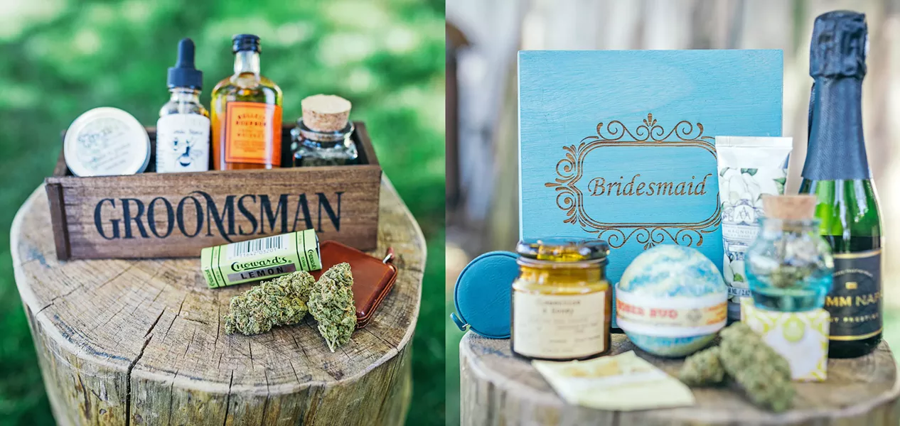 GIFTS THAT KEEP ON GIVING Send your besties home in style with bud-centric groomsmen and bridesmaids gifts. - PHOTO COURTESY OF KIEL RUCKER PHOTOGRAPHY