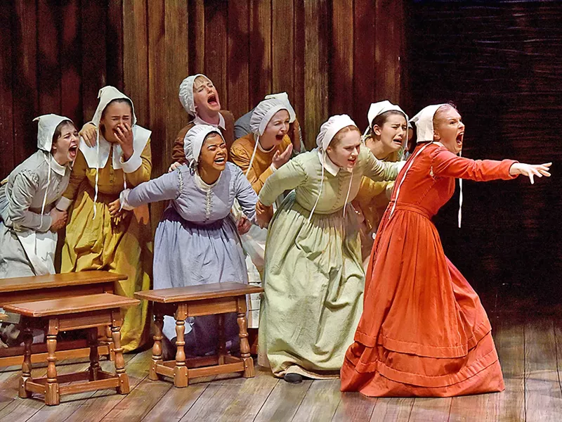 PANIC IN SALEM The Pacific Conservatory Theater (PCPA)'s production of Arthur Millers' The Crucible runs through March 4. The play presents an unsettling look at hysteria and suspicion run wild in a small New England town. - PHOTO COURTESY OF LUIS ESCOBAR REFLECTIONS PHOTOGRAPHY STUDIO