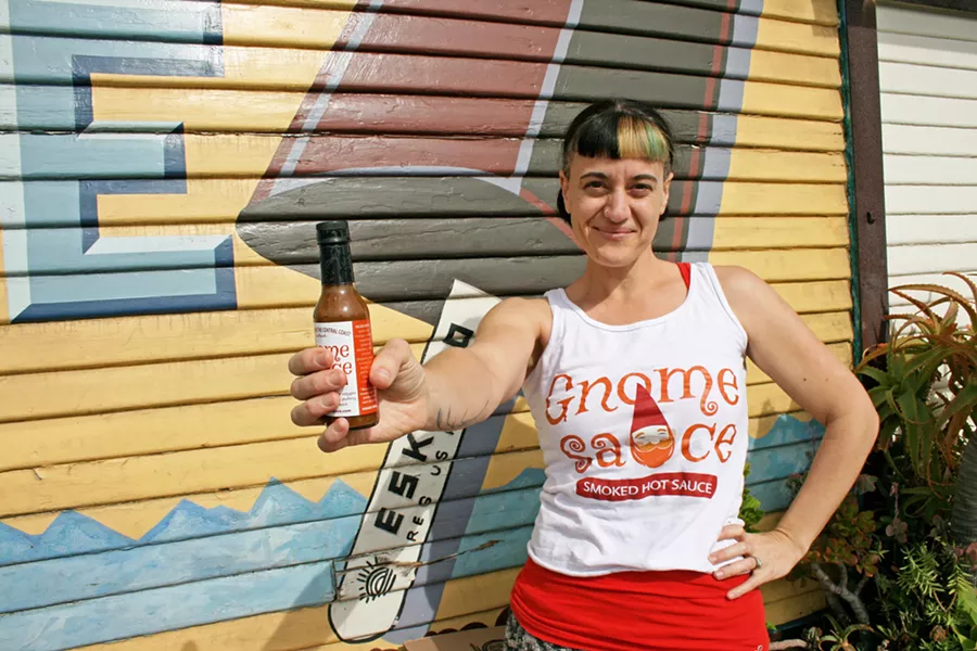 HOT STUFF Gnome Sauce isn't your average vinegary, fiery drizzle. Packed with smoked peppers—and farm fresh ingredients like carrot and beet—this addictive small batch, locally produced condiment is all about maximum flavor payoff. - PHOTO BY HAYLEY THOMAS CAIN