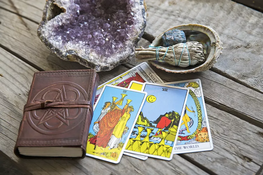 MAGICAL TOOLS Crystals, sage, journals, Tarot cards, and more tools designed to connect people to their own spiritual path can be found at Tamed Wild Apothecary in Arroyo Grande. - PHOTO BY JAYSON MELLOM