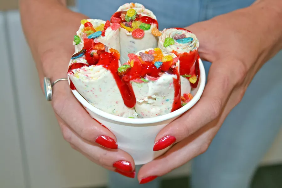 THE SCOOP Rolld ice cream co-owners Jacob Zachmann and Xavi Fajardo know what makes people click. Now, they want to make people lick with a variety of fresh rolled Thai ice cream flavors. Their new ice cream shop is located at 785 Marsh St. in downtown SLO. - PHOTO BY HAYLEY THOMAS CAIN
