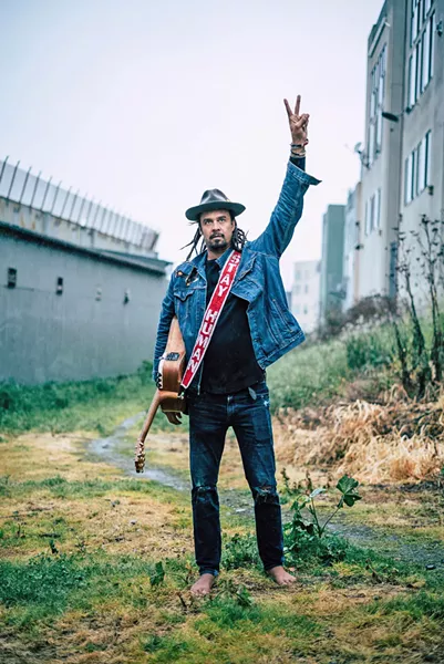 STAY HUMAN Michael Franti and Spearhead play a special KCBX fundraiser on June 14, at Camp Live Oak, the day before the official start of the Live Oak Music Festival. - PHOTO COURTESY OF MICHAEL FRANTI