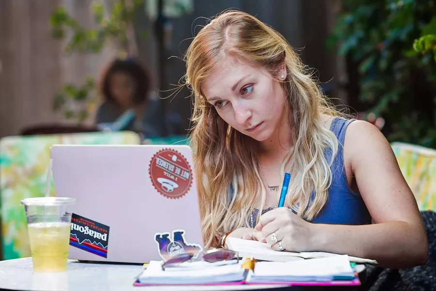 SIDE HUSTLE In between acting gigs, Arroyo Grande native Molly Dobbs sometimes works catering jobs, tutors, sells clothes online, and does transcribing for medical companies in order to pay the bills. - PHOTO BY JAYSON MELLOM