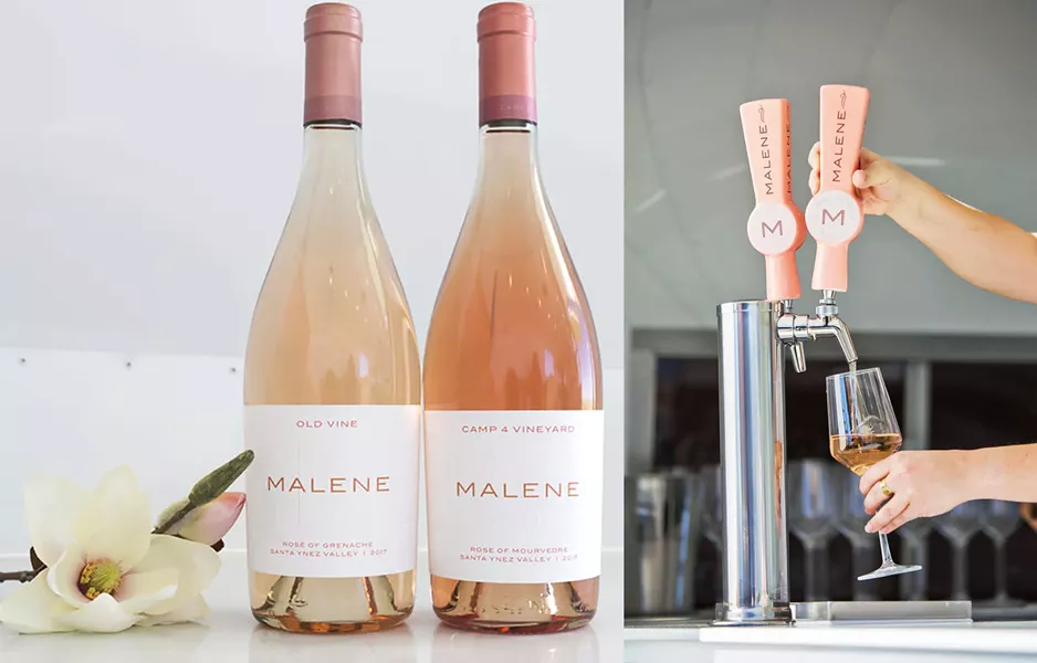 DRINK PINK Newly released Malene rosé wines are ready for summer sipping. Try the slightly bright, spicy, smooth-drinking old vine rosé of Grenache, on tap now in the Malene Scene Airstream. - PHOTO COURTESY OF MALENE
