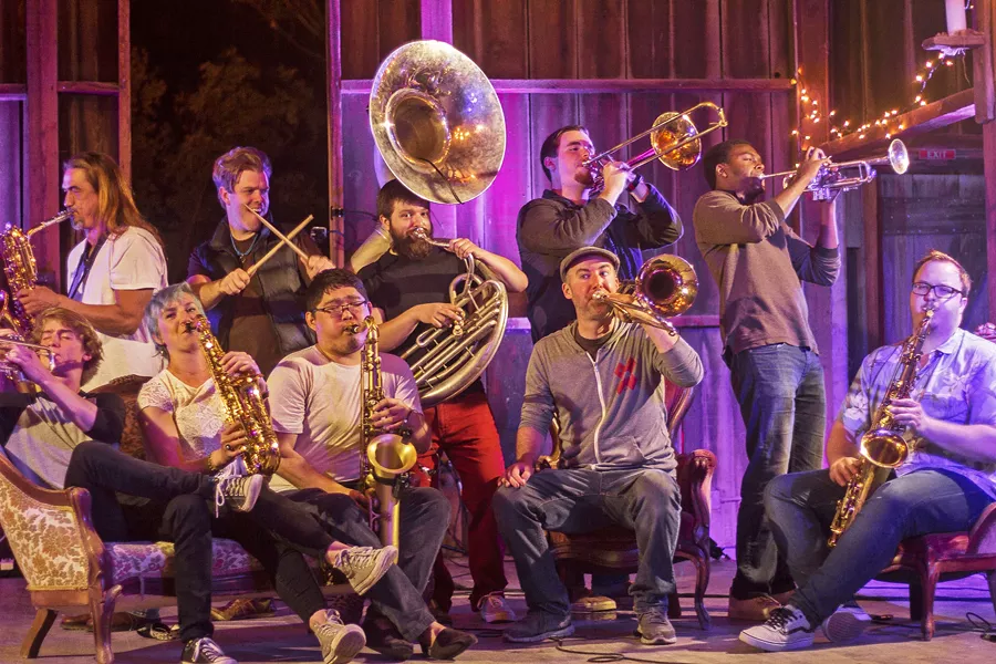 MASH IT! Brass Mash plays the newly reopened Sweet Springs Saloon on July 14, bringing their brass horn instrumental covers of hit songs. - PHOTO COURTESY OF BRASS MASH