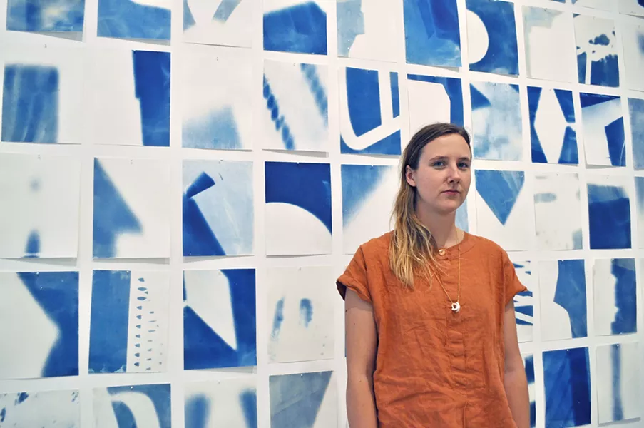 CYANOTYPE IN SLO Dwelling is Bay Area artist Emily Gui's first exhibit on the Central Coast. - PHOTO BY ASHLEY LADIN
