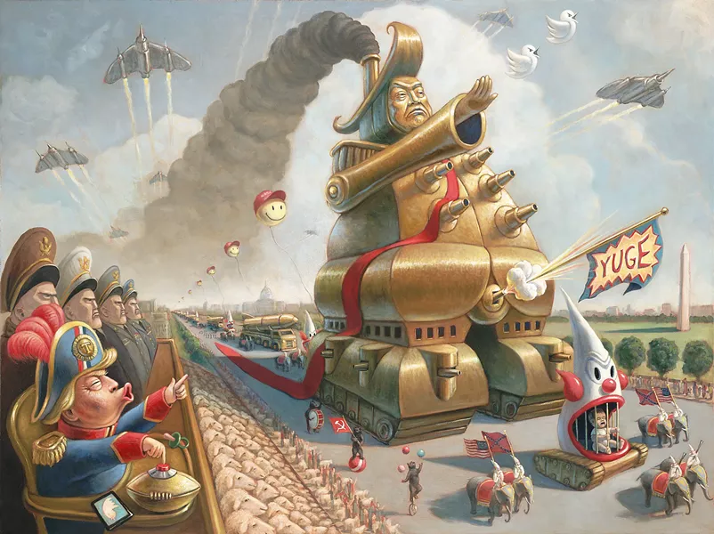 AMERICAN PRIDE Mark Bryan's painting The Shit Show envisions what Trump's version of an American military parade would include. - IMAGE COURTESY OF MARK BRYAN