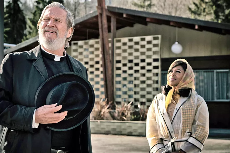 BAD TIMING Jeff Bridges stars as fake priest Daniel Flynn and Cynthia Erivo as nightclub singer Darlene Sweet, in Bad Times at the El Royale. The two cross paths as trouble bubbles up around them. - PHOTOS COURTESY OF TWENTIETH CENTURY FOX
