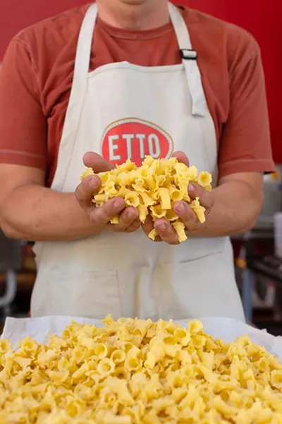 STRAIN AND SAVOR Tin City's own pasta factory, Etto, opened about six months ago with the humble dream of bringing simple, fresh, Italian-style pasta to Paso Robles. Since then, the operation has grown and sells handmade pasta to local restaurants and handing off bags of the fresh stuff to locals, tourists, and wine tasters alike. - PHOTO COURTESY OF LEILA SAPPA
