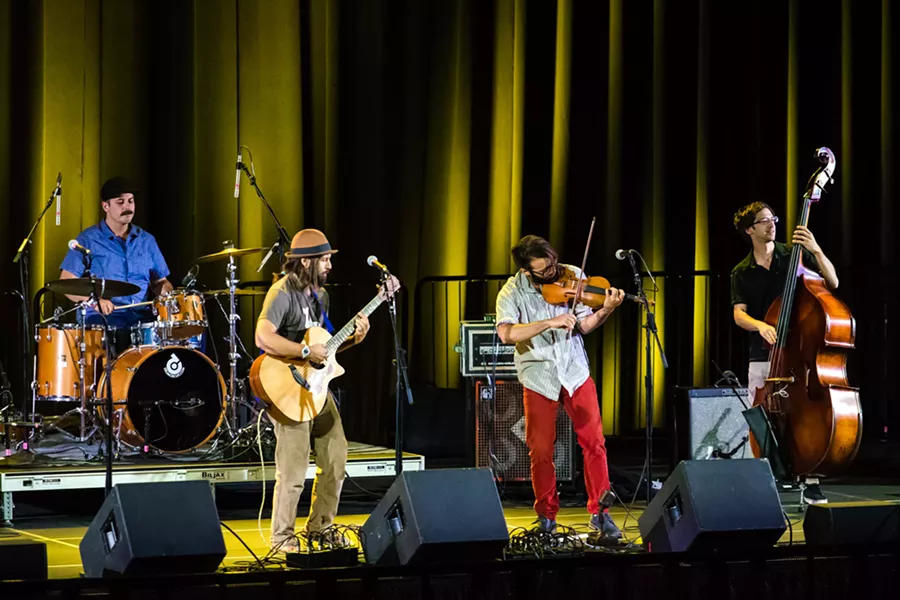 BEST LIVE PERFORMANCE The Cimo Brothers (left and below) win best song in the Country/Folk/Americana genre and Best Live Performance during this year's New Times Music Awards in the Fremont Theater. - PHOTO BY JAYSON MELLOM