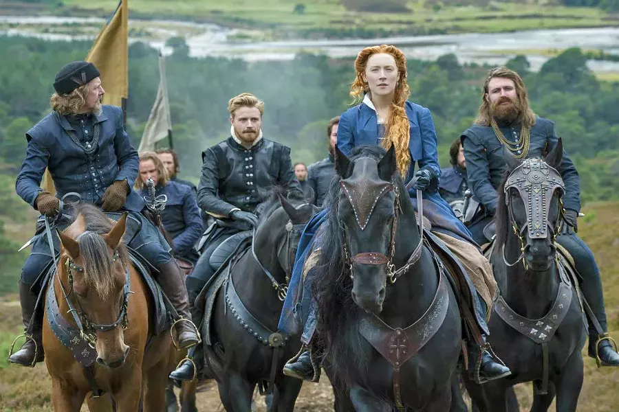 MEN TROUBLE As Mary Stuart (Saoise Ronan, center right), Queen of Scots, seeks to overthrow England's Queen Elizabeth I, she must be wary of male treachery, in Mary Queen of Scots. - PHOTO COURTESY OF FOCUS FEATURES