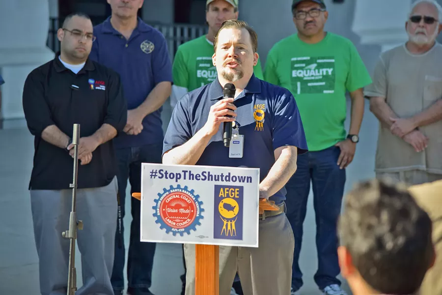 TOUGH CHOICES Local TSA officer Erich Schmidt said he was forced to choose between medical treatment and feeding his family during the 35-day government shutdown. - PHOTO COURTESY OF THE CENTRAL COAST LABOR COUNCIL