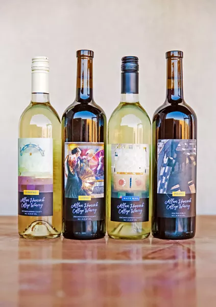 CHEERS! Hancock College has about a dozen wines for sale in its on-campus winery, and several varieties are available at a growing number of local markets and wine bars between Morro Bay and Solvang. - PHOTO BY JAYSON MELLOM