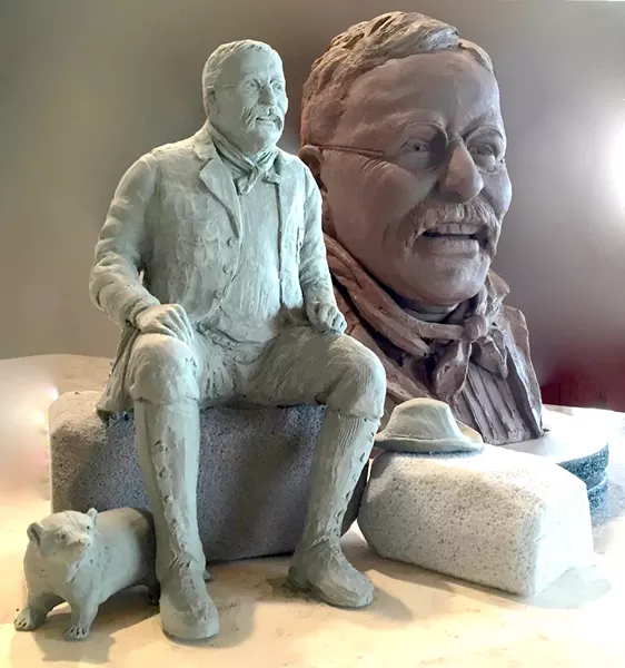 MAQUETTES These maquettes offer the public an idea of what a proposed Teddy Roosevelt monument in Mitchell Park would look like. - PHOTO COURTESY OF PIERRE RADEMAKER