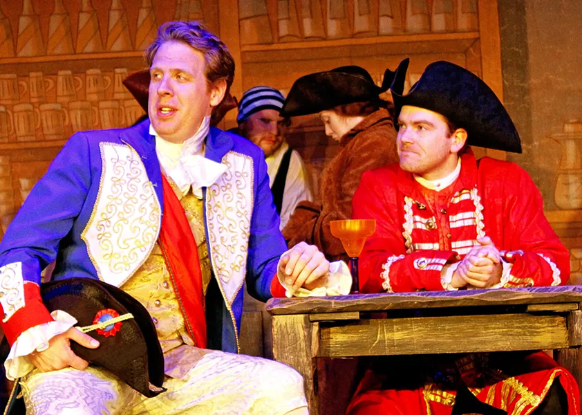 X MARKS THE SPOT Deception and puns abound in the Great American Melodrama's adaptation of Treasure Island. From left to right: Young Squire Trelawny (Ben Abbott) and Long John Silver (Mike Fiore.) - PHOTOS COURTESY OF THE GREAT AMERICAN MELODRAMA