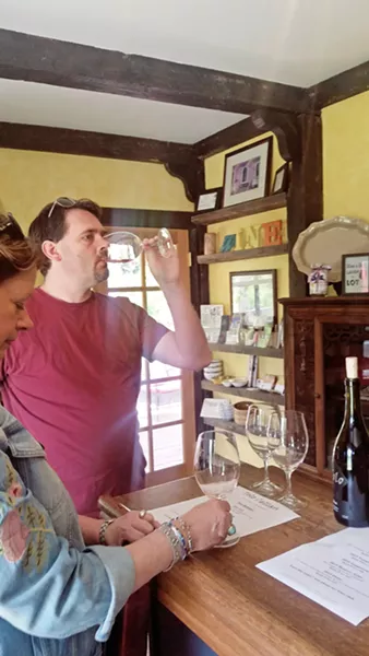 SWIRL, SIP, ENJOY My mom (left) and my husband, Bret (right), taste through Tolo Cellars' wines to pick the perfect bottles for our leisurely picnic. They chose the 2015 Asíni red blend and the 2018 rosé of grenache. - PHOTOS BY ANDREA ROOKS