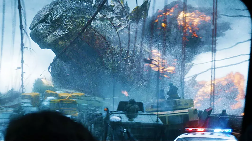 MONSTER MESS A whole slew of monsters—Godzilla, Mothra, Rodan, and King Ghidorah—battles for supremacy on Earth, in Godzilla: King of the Monsters, which has some amazing battle scenes but a silly story. - PHOTOS COURTESY OF WARNER BROS.