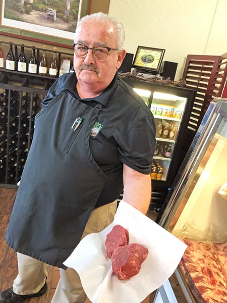WOODY Tim "Woody" Woodbury runs a top-notch butcher shop, but all his Yelp reviews gush about his tri-tip sandwiches. - PHOTOS BY ANNA STARKEY