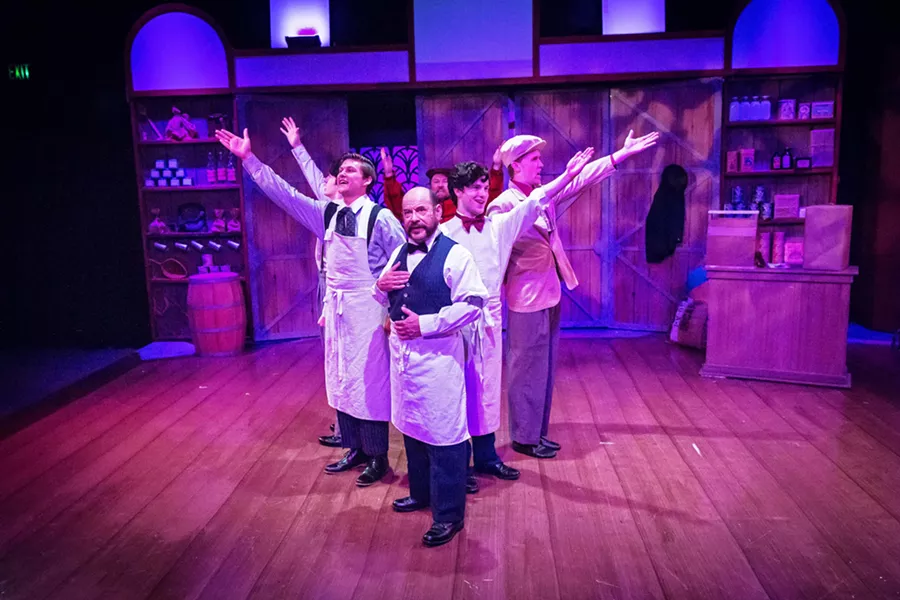 ELIGIBLE BACHELOR The wealthy half-a-millionaire Horace Vandergelder (Leo Cortez, center) seeks the services of matchmaker Dolly Levi as he looks to take on a wife. - PHOTO BY RYLO MEDIA DESIGN, RYAN C. LOYD