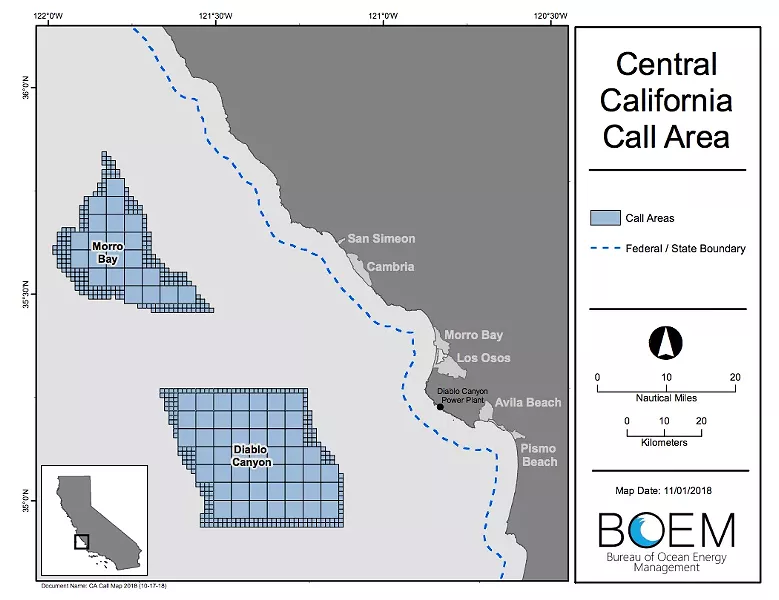 WINDED A wind farm project off Morro Bay is projected to complete its first milestone in 2020. - IMAGE COURTESY OF BOEM.GOV