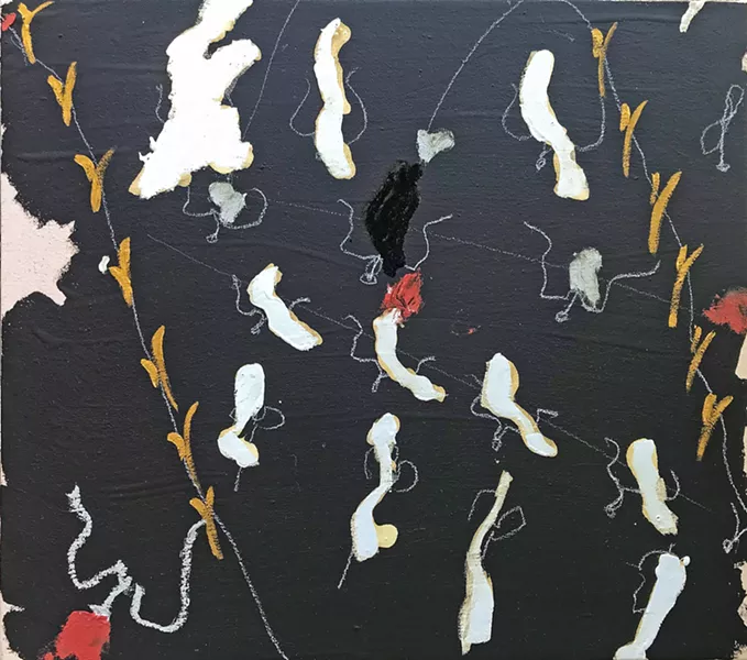 UNUSUAL In her work, artist Maysha Mohamedi likes to work with unorthodox materials, such as tar found on the beach, as well as conventional art supplies, including oil paints, in pieces like Diablo. - IMAGE COURTESY OF MAYSHA MOHAMEDI