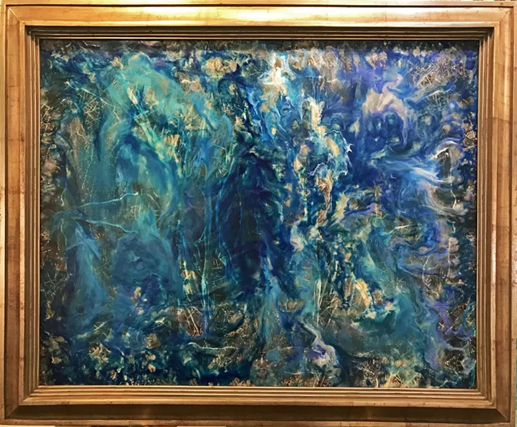 GOOD VIBRATIONS The encaustic piece, Ho'Oponopono Prayer, refers to the tradition where people all around the world pray on the water. - IMAGES COURTESY OF DEPRISE BRESCIA