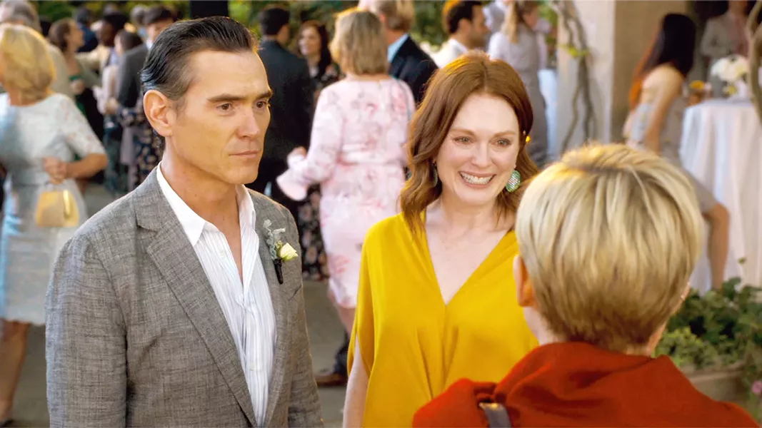 AWKWARD Oscar (Billy Crudup) attempts his best poker face upon realizing his wife (Julianne Moore) has invited his ex-girlfriend (Michelle Williams) to their daughter's wedding. - PHOTOS COURTESY OF SONY PICTURES CLASSICS