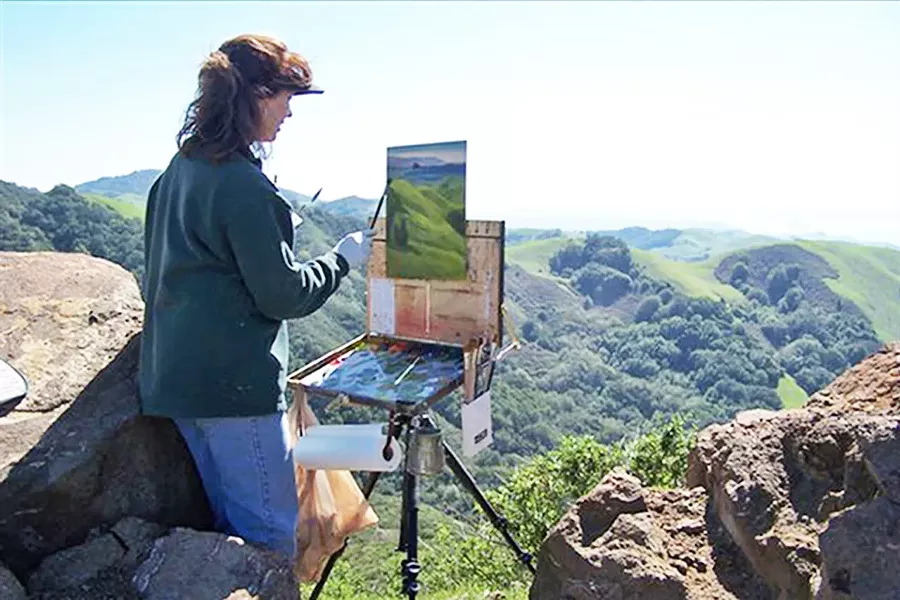 ART IN ACTION Sheryl Knight paints a mountainous scene en plein air. - PHOTO COURTESY OF SHERYL KNIGHT
