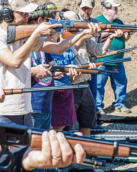 SHOOT TO THRILL Members of The Liberal Gun Club take a lever-action rifle class on Oct. 26 at the San Luis Obispo Sportsmen's Association near Morro Bay. - PHOTO BY JAYSON MELLOM