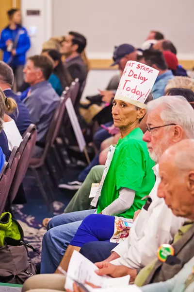 FIGHTING FOR CLEAN AIR Hundreds of people from across the state attended a California Coastal Commission meeting in San Luis Obispo on July 11, where commissioners denied staff recommendations to limit off-highway vehicle riding in the Oceano Dunes State Vehicular Recreation Area. Many familiar faces were at the Air Pollution Control District hearing board meeting on Nov. 18. - FILE PHOTO BY JAYSON MELLOM