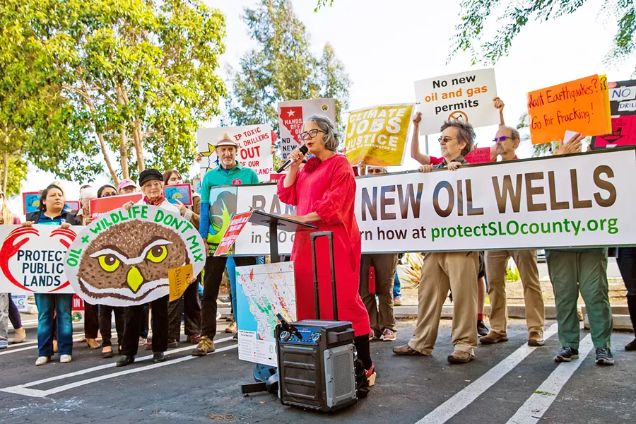 FRACKING POTENTIAL In May, SLO County residents protested the Trump administration's plans to open up federal land, including acreage on the Central Coast, to oil drilling and fracking. - FILE PHOTO BY JAYSON MELLOM