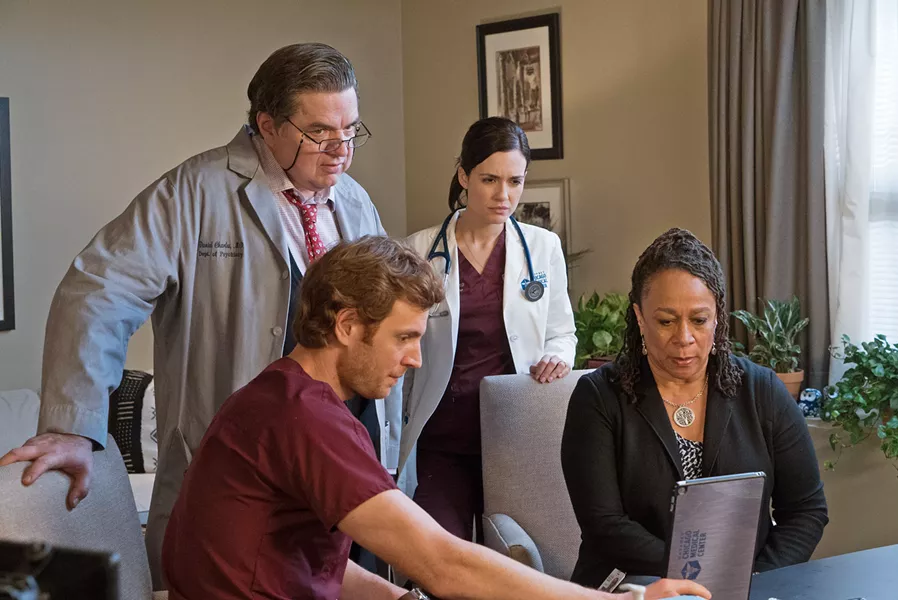 THE CAST Chicago Med actors (Left to right) Oliver Platt, Nick Gehlfuss, Torrey DeVitto, and S. Epatha Merkerson return for a fifth season, and will appear under the direction of Cambria native S.J. Main-Muñoz in their March 25 episode. - PHOTO COURTESY OF NBC