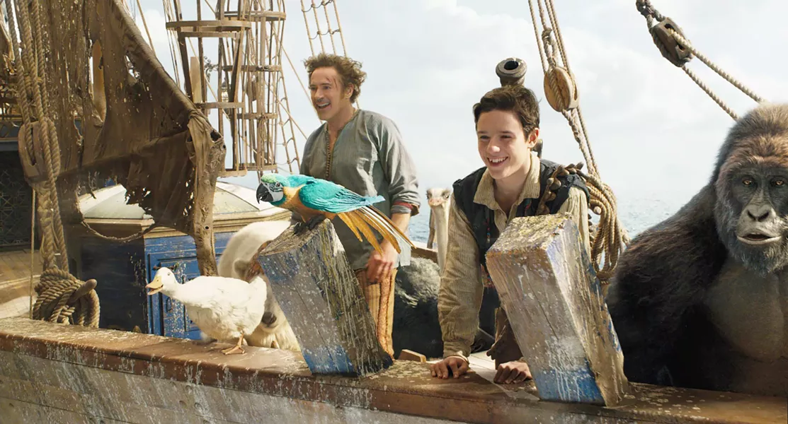 KID STUFF Robert Downey Jr. (left) stars as physician John Dolittle, in Dolittle, a film younger kids might like but adults won't. - PHOTO COURTESY OF UNIVERSAL PICTURES