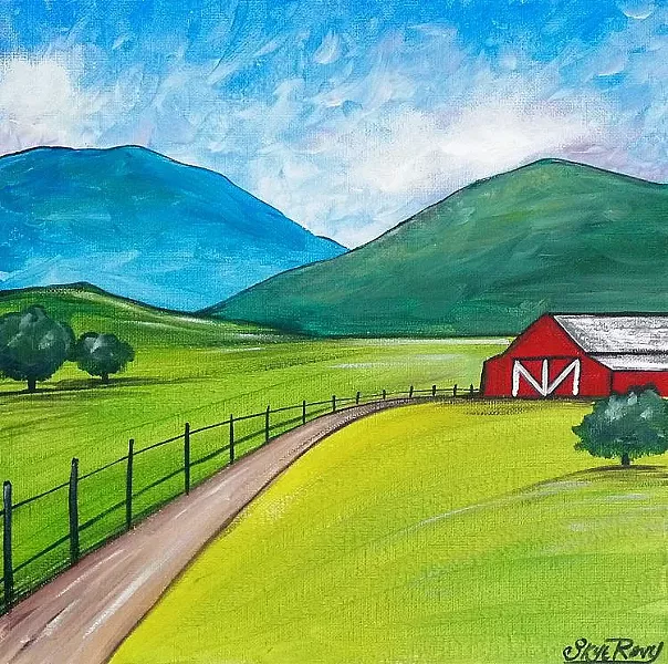 YOU CAN DO IT! Paint Along With Skye videos can show you how to make charming paintings like this bucolic scene. - IMAGE COURTESY OF SKYE PRATT