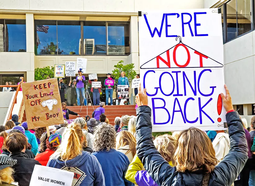 RIGHT TO HEALTH CARE On May 21, 2019, local supporters joined a nationwide rally for reproductive rights in front of the San Luis Obispo County Courthouse. Reproductive health care is considered a nonessential service in some states and is facing potential funding cuts in California due to a pandemic-induced budget deficit. - FILE PHOTO BY JAYSON MELLOM